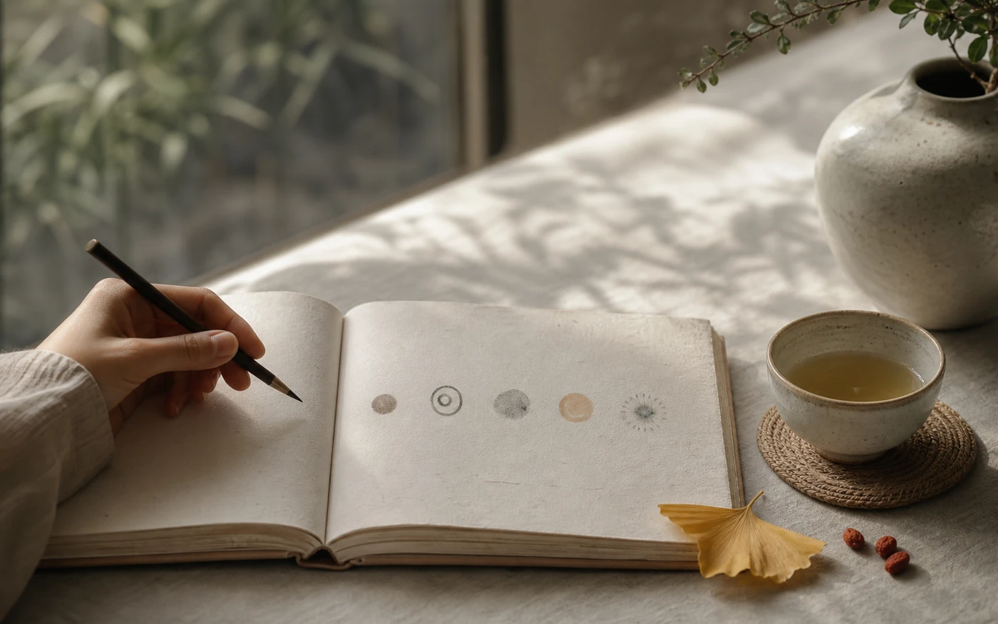 Seasonal body clues observation notebook with five gentle awareness points